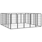 20-Panel Dog Playpen Black 50X100 Cm Powder-Coated Steel