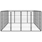 20-Panel Dog Playpen Black 50X100 Cm Powder-Coated Steel