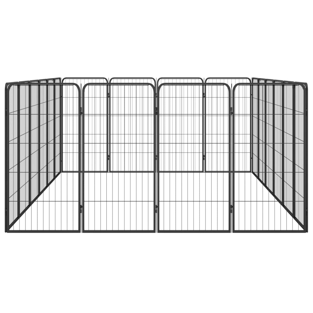 20-Panel Dog Playpen Black 50X100 Cm Powder-Coated Steel