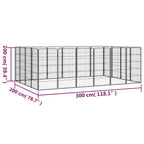 20-Panel Dog Playpen Black 50X100 Cm Powder-Coated Steel