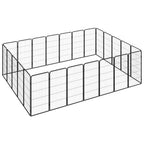 20-Panel Dog Playpen Black 50X100 Cm Powder-Coated Steel