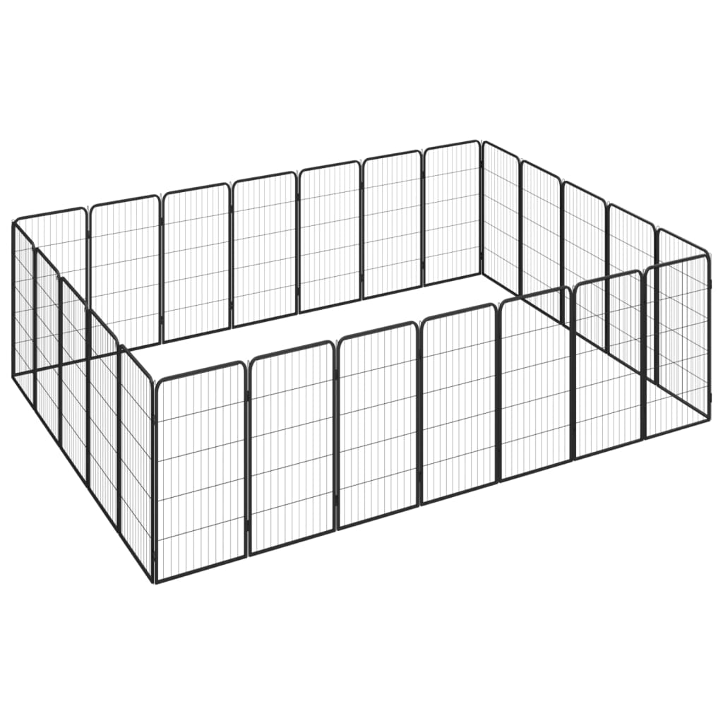 20-Panel Dog Playpen Black 50X100 Cm Powder-Coated Steel