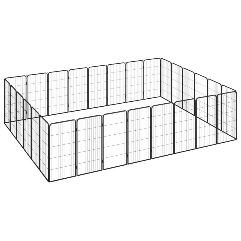 20-Panel Dog Playpen Black 50X100 Cm Powder-Coated Steel