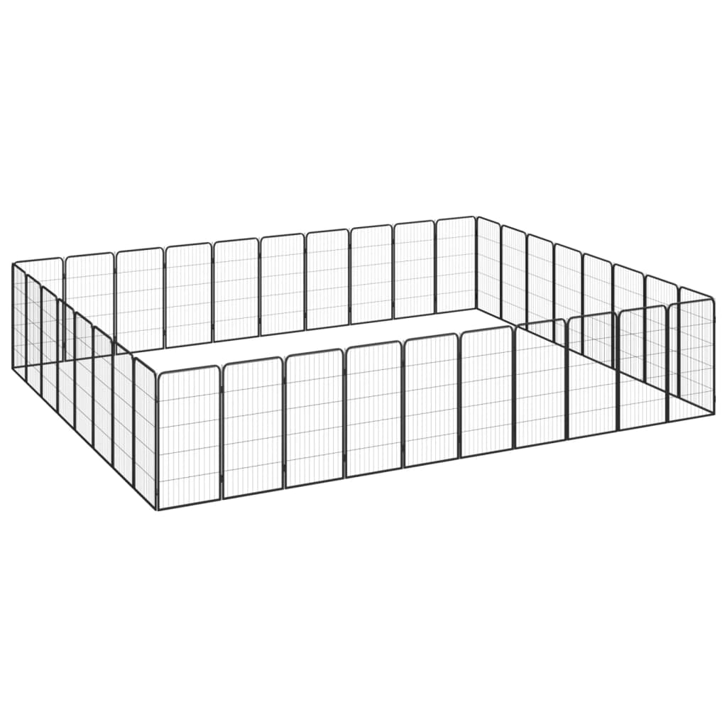 20-Panel Dog Playpen Black 50X100 Cm Powder-Coated Steel