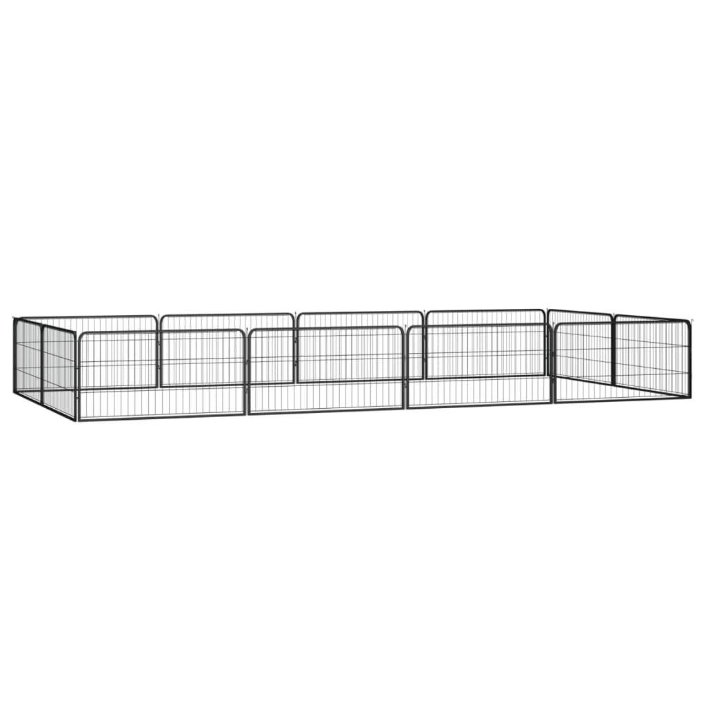 16-Panel Dog Playpen Black 100X50 Cm Powder-Coated Steel