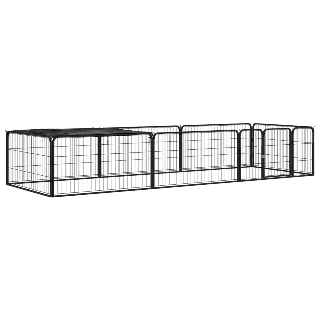36-Panel Dog Playpen Black 100X50 Cm Powder-Coated Steel