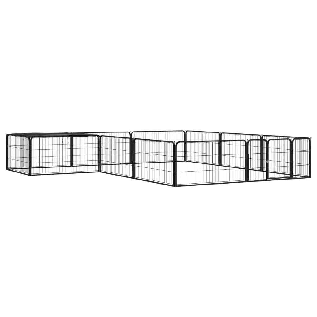 36-Panel Dog Playpen Black 100X50 Cm Powder-Coated Steel