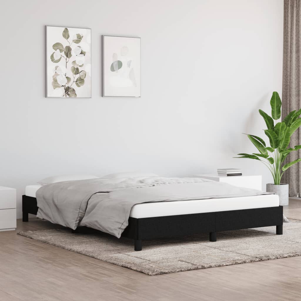 Bed Frame without Mattress Black 135x190 cm Double Double Fabric