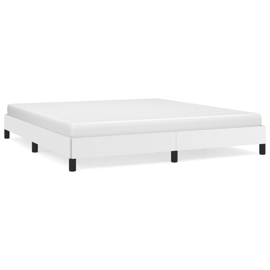 Bed Frame without Mattress White Super King Faux Leather