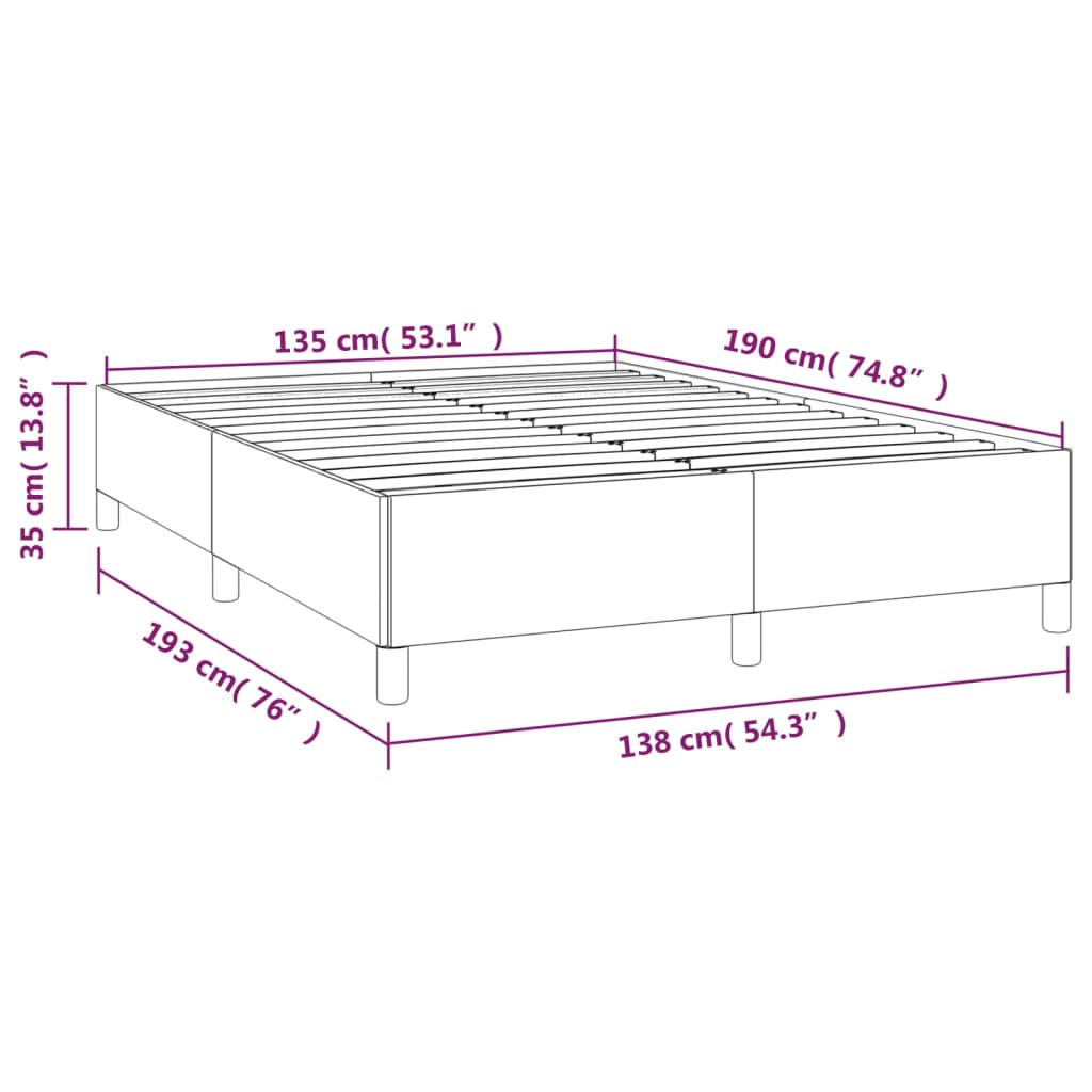 Bed Frame without Mattress Dark Grey 135x190 cm Double Double Fabric