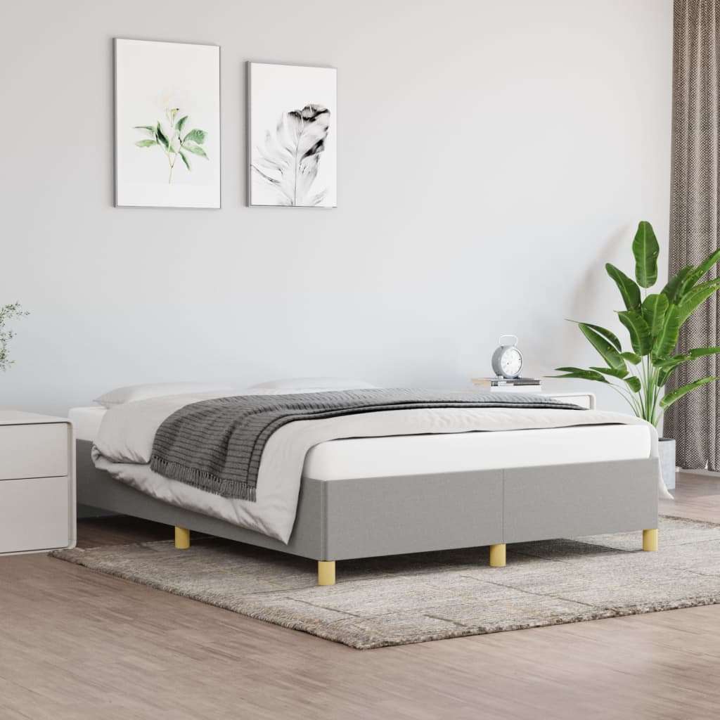 Bed Frame without Mattress Light Grey 135x190 cm Double Double Fabric