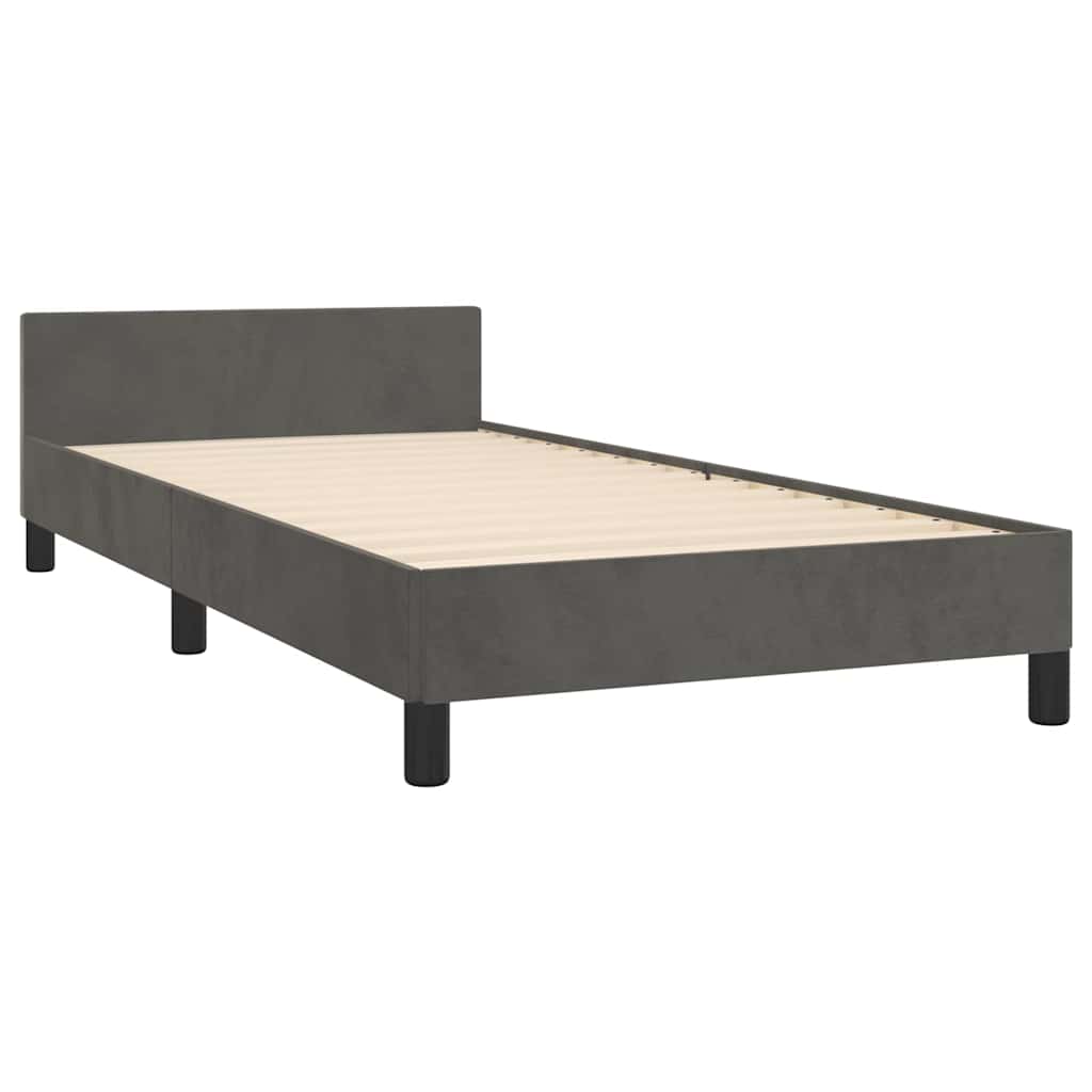 Bed Frame without Mattress Dark Grey 90x190cm Single Velvet