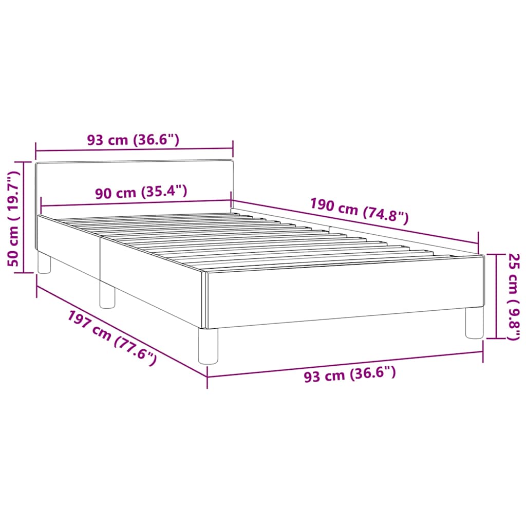 Bed Frame without Mattress Dark Grey 90x190cm Single Velvet