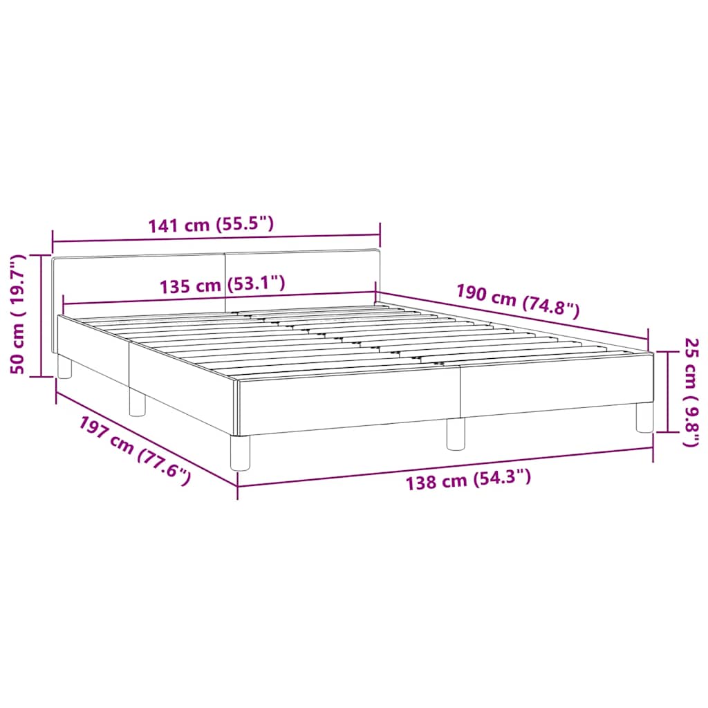 Bed Frame without Mattress Dark Grey 135x190cm Double Velvet
