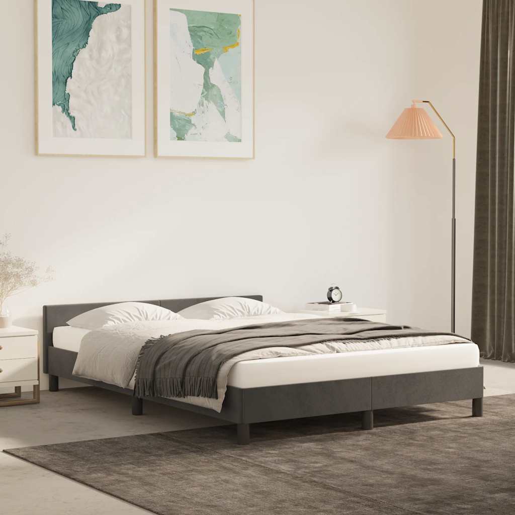 Bed Frame without Mattress Dark Grey 135x190cm Double Velvet