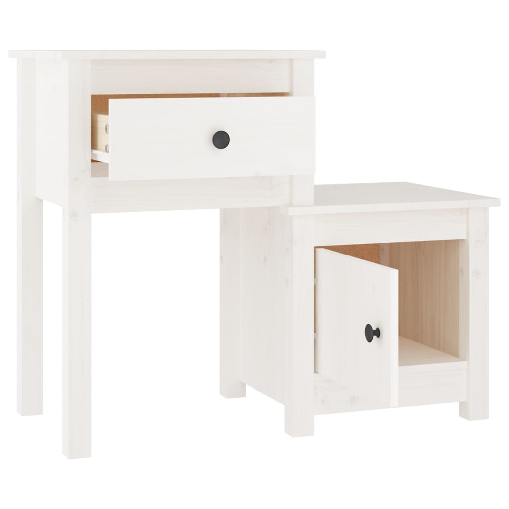 Bedside Cabinet 2 pcs White 79.5x38x65.5 cm Solid Wood Pine