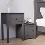 Bedside Cabinet Grey 79.5x38x65.5 cm Solid Wood Pine