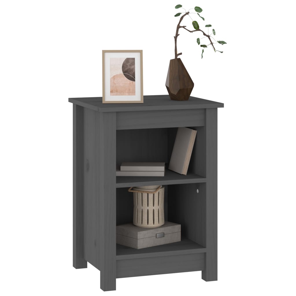 Bedside Cabinet Grey 40x35x55 cm Solid Wood Pine