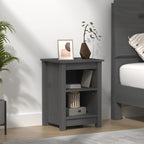 Bedside Cabinet Grey 40x35x55 cm Solid Wood Pine