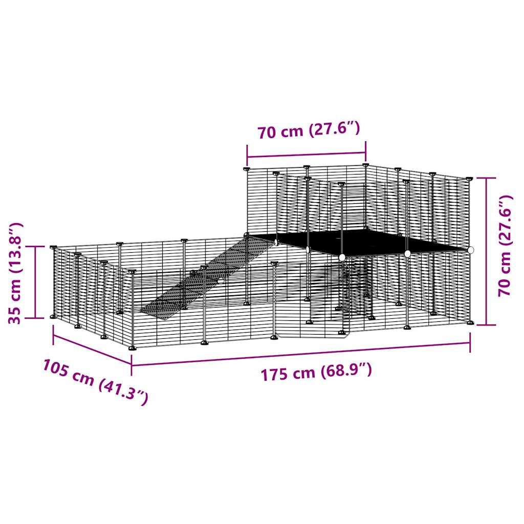 36-Panel Pet Cage With Door Black 35X35 Cm Steel