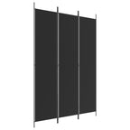 3-Panel Room Divider Black 150x220 cm Fabric
