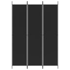 3-Panel Room Divider Black 150x220 cm Fabric