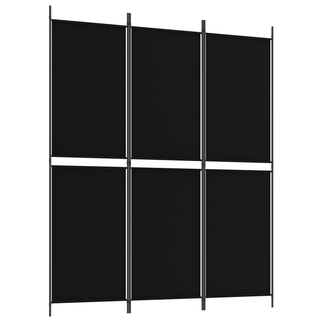 3-Panel Room Divider Black 150x180 cm Fabric