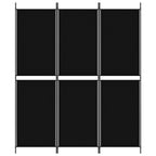 3-Panel Room Divider Black 150x180 cm Fabric