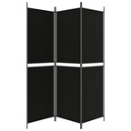 3-Panel Room Divider Black 150x180 cm Fabric
