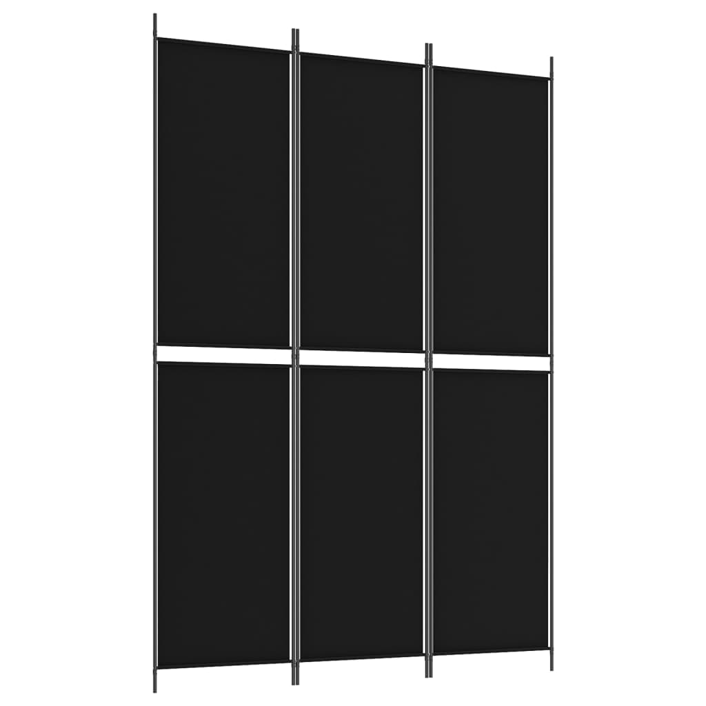 3-Panel Room Divider Black 150x220 cm Fabric