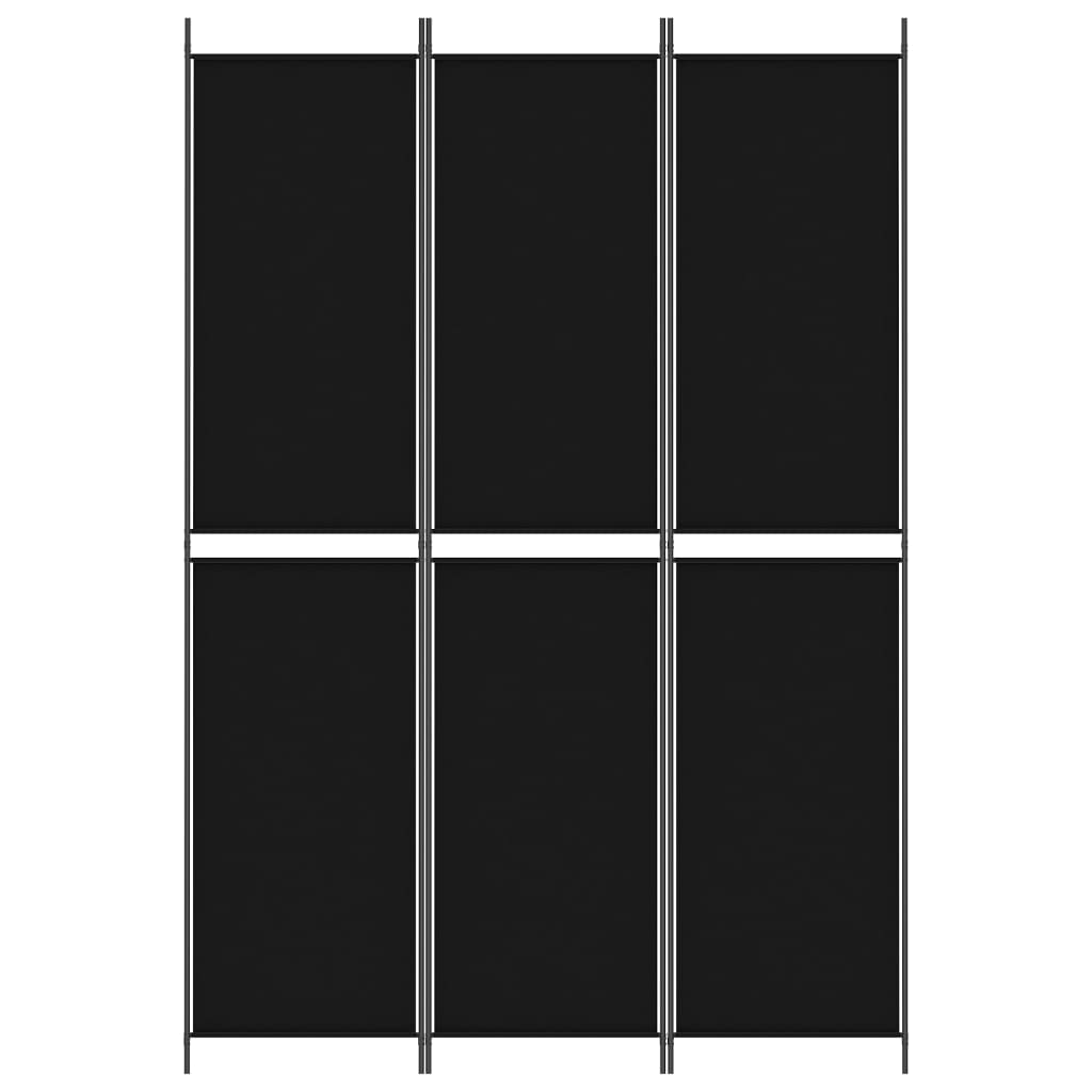 3-Panel Room Divider Black 150x220 cm Fabric