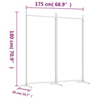 2-Panel Room Divider White 175x180 cm Fabric