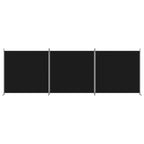 3-Panel Room Divider Black 525x180 cm Fabric