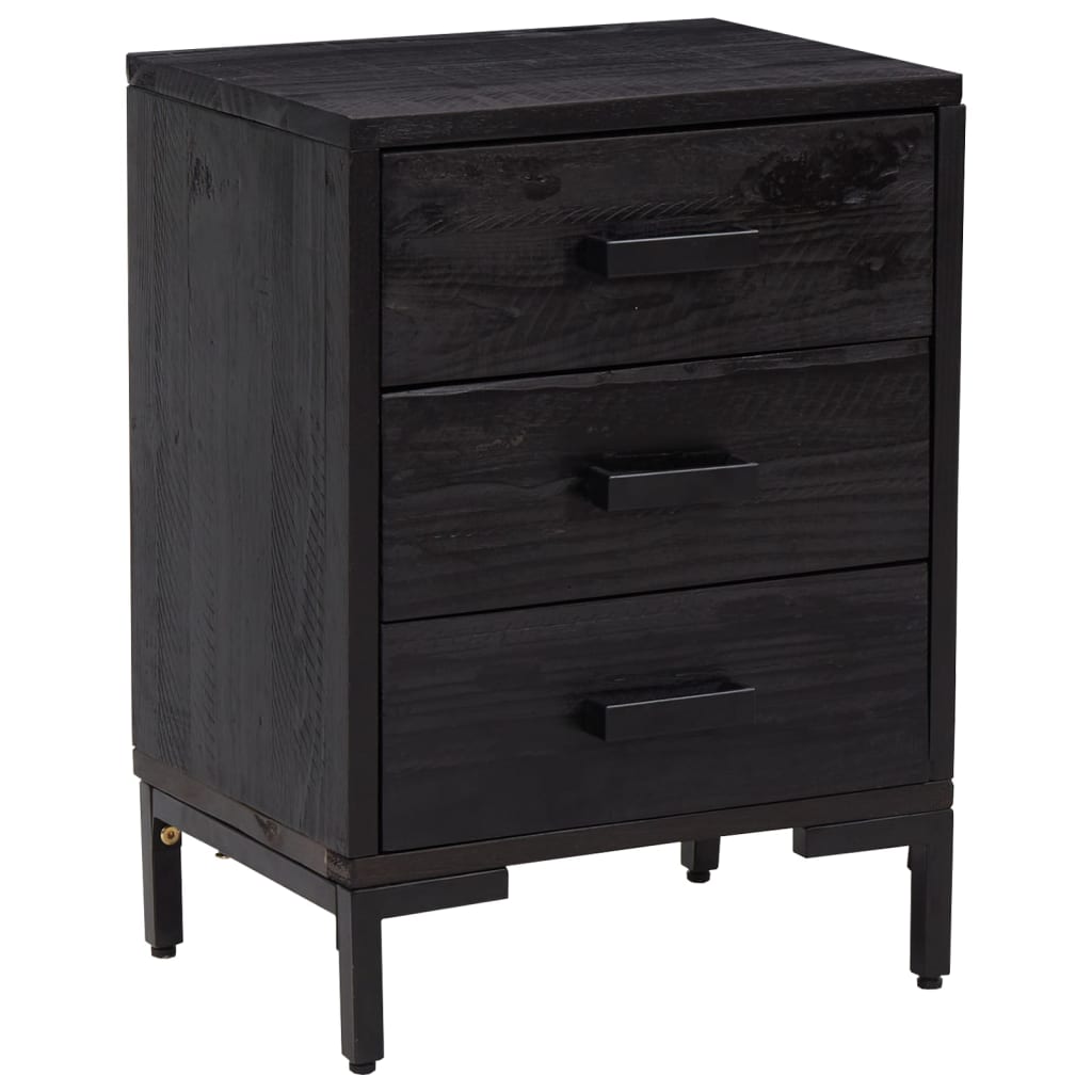 Bedside Cabinet Black 36x30x54 cm Solid Pinewood