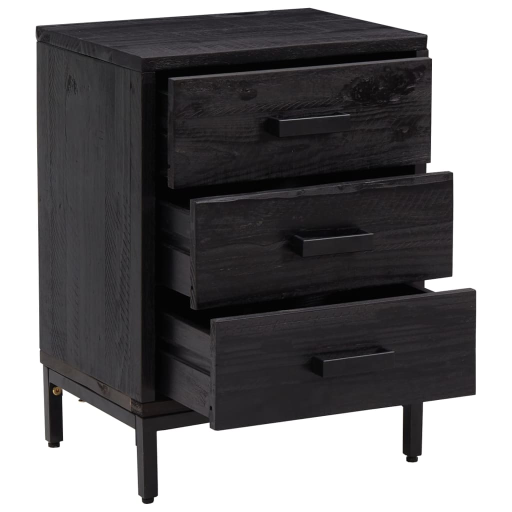 Bedside Cabinet Black 36x30x54 cm Solid Pinewood