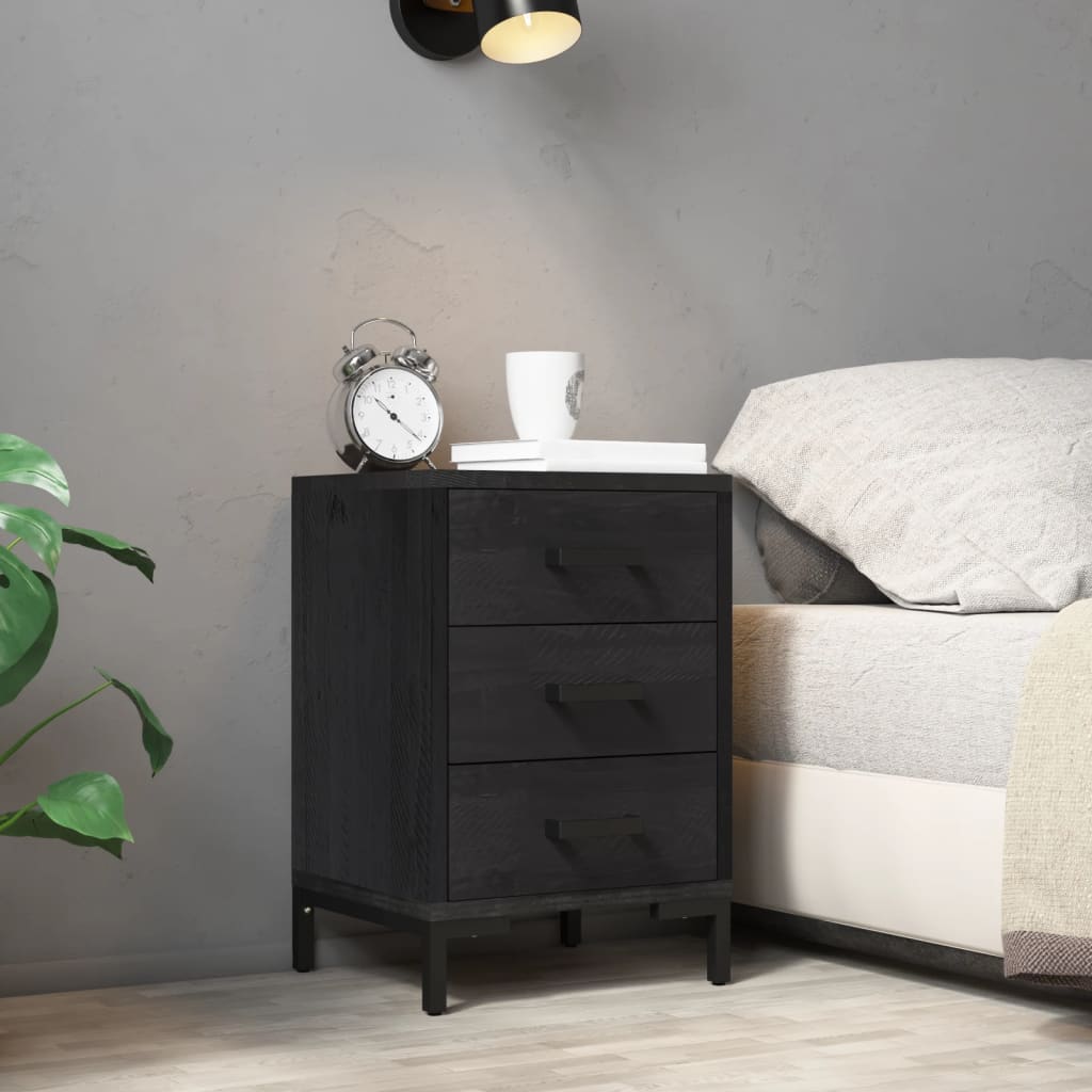 Bedside Cabinet Black 36x30x54 cm Solid Pinewood