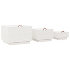 Storage Boxes with Lids 3 pcs White Solid Wood Pine