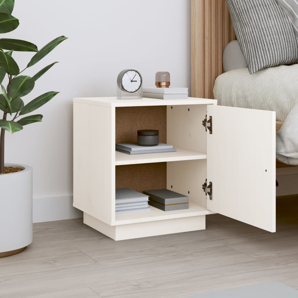 Bedside Cabinet White 40x34x45 cm Solid Wood Pine