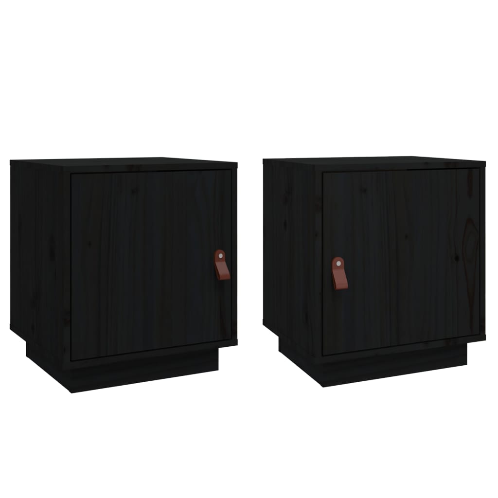 Bedside Cabinets 2 pcs Black 40x34x45 cm Solid Wood Pine
