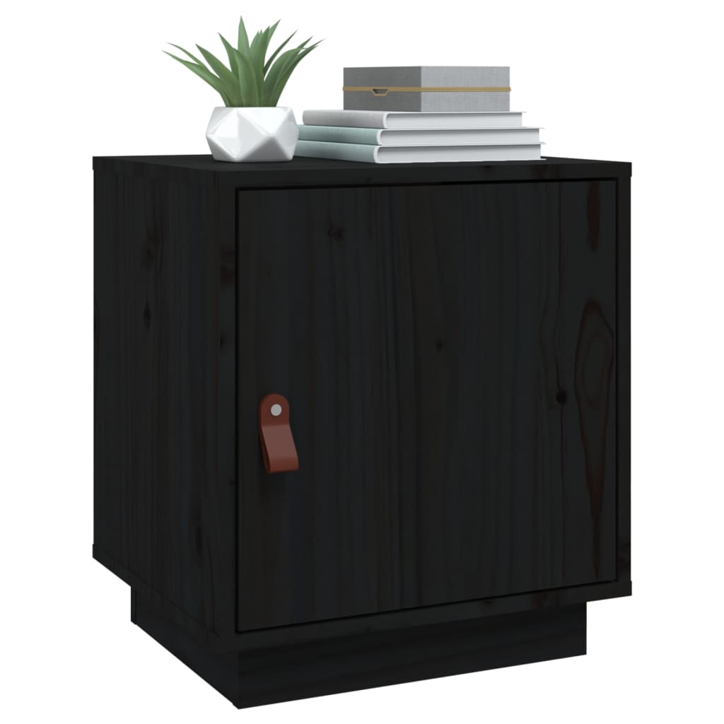 Bedside Cabinets 2 pcs Black 40x34x45 cm Solid Wood Pine