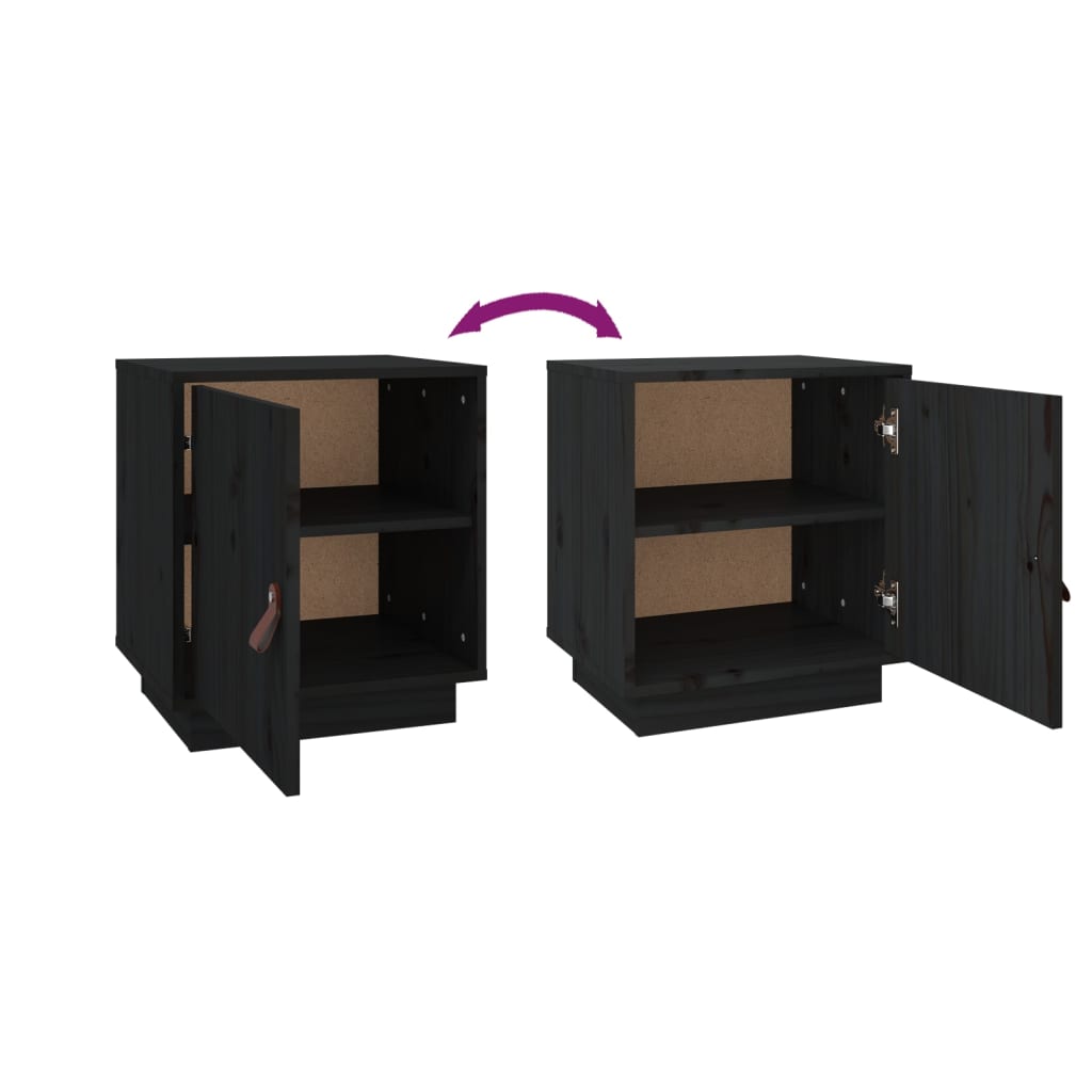 Bedside Cabinets 2 pcs Black 40x34x45 cm Solid Wood Pine