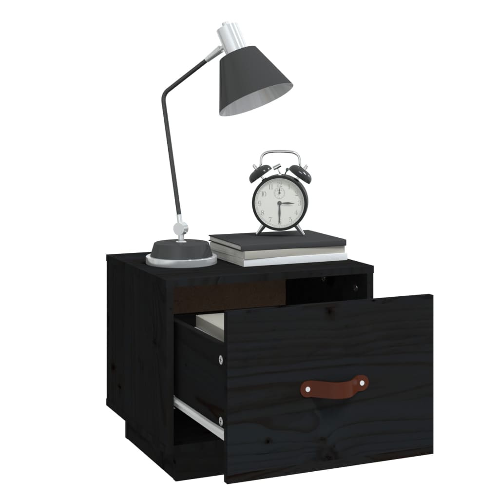 Bedside Cabinet Black 40x34x35 cm Solid Wood Pine