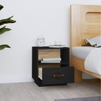 Bedside Cabinet Black 40x34x45 cm Solid Wood Pine