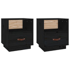 Bedside Cabinets 2 pcs Black 40x34x45 cm Solid Wood Pine