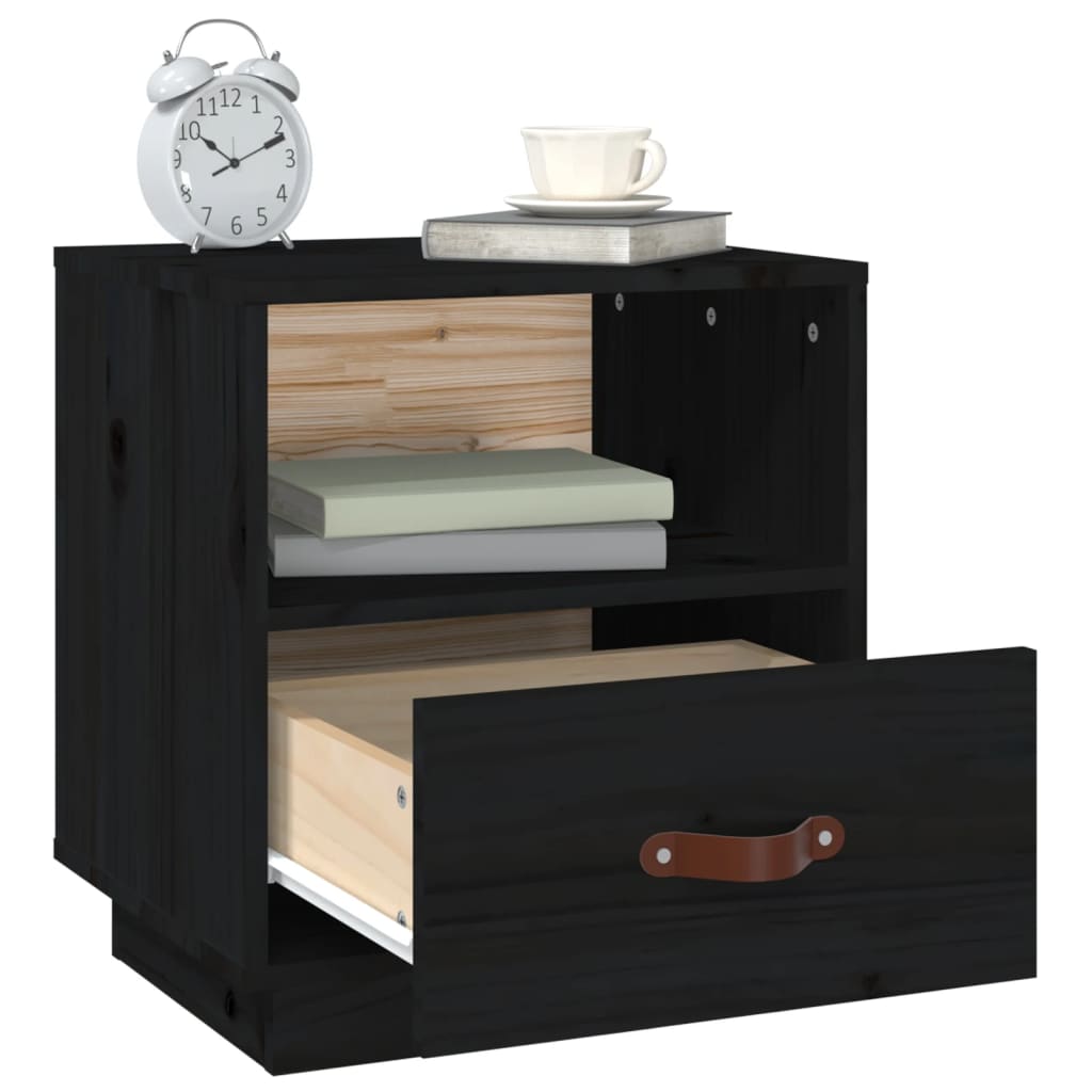 Bedside Cabinets 2 pcs Black 40x34x45 cm Solid Wood Pine