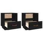 Bedside Cabinets 2 pcs Black 40x34x45 cm Solid Wood Pine