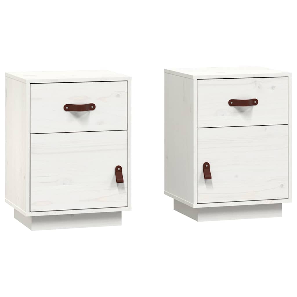 Bedside Cabinets 2 pcs White 40x34x55 cm Solid Wood Pine