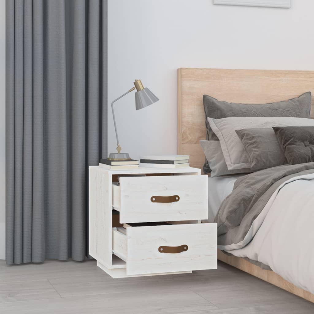 Bedside Cabinet White 40x34x45 cm Solid Wood Pine