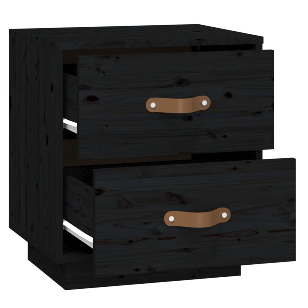 Bedside Cabinet Black 40x34x45 cm Solid Wood Pine