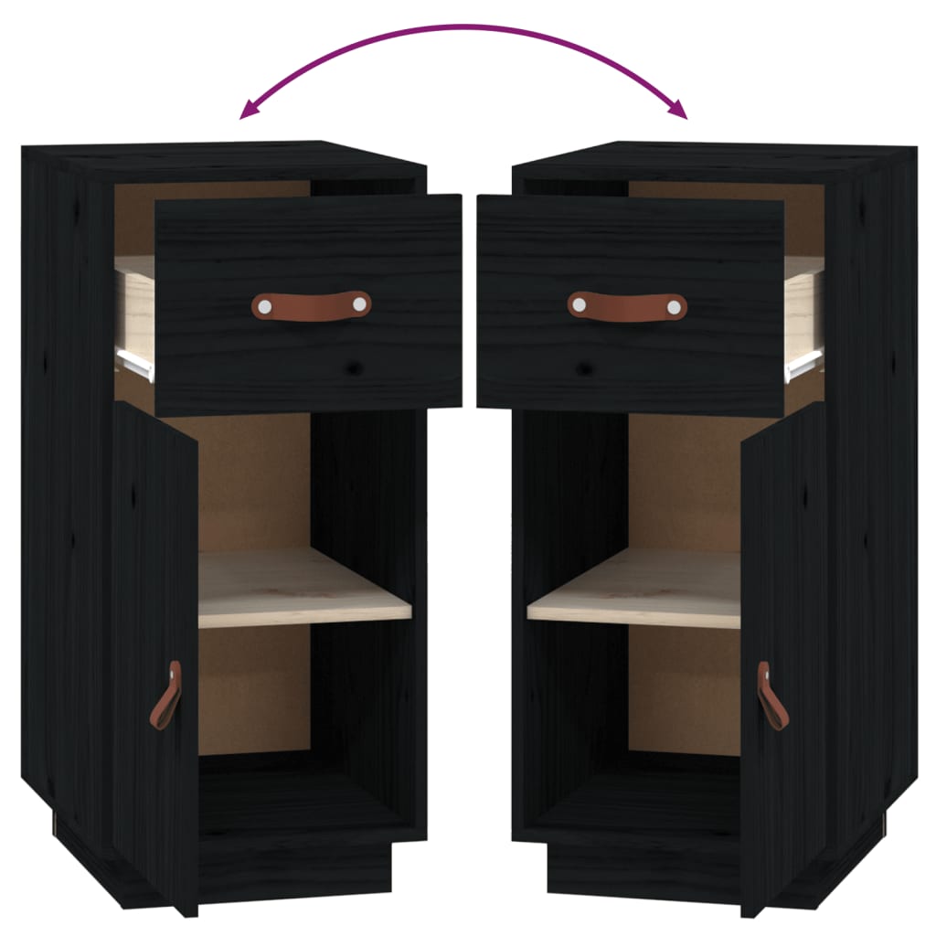 Sideboard Black 34x40x75 cm Solid Wood Pine